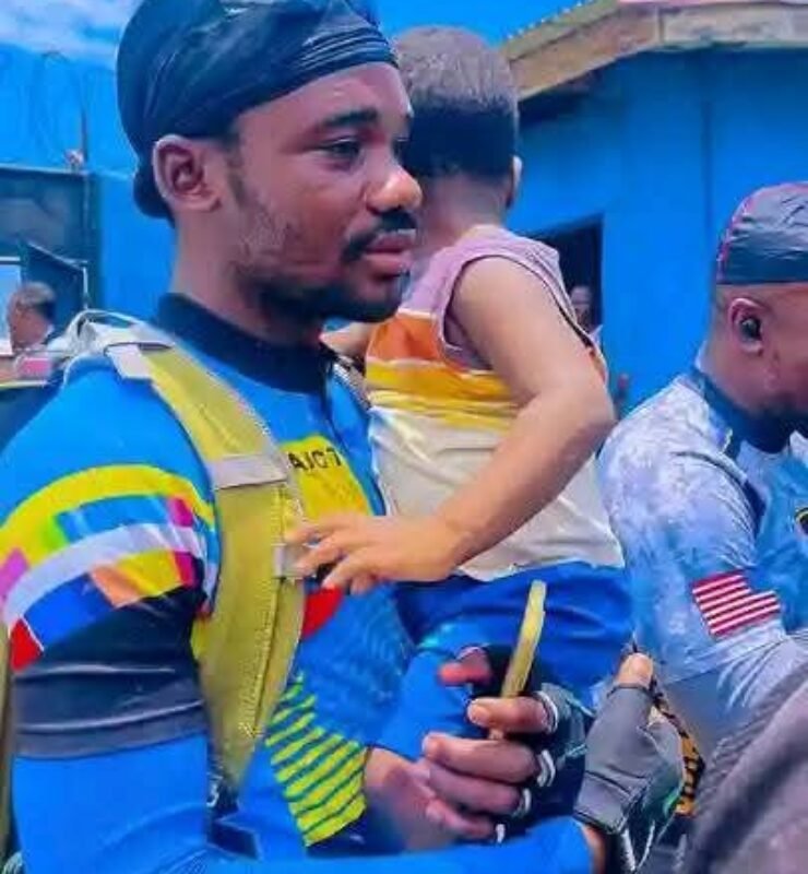 Emmiwuks presenting donated supplies to children at an orphanage while promoting care for displaced and orphaned children