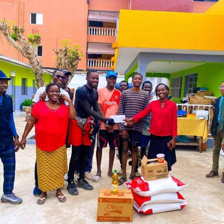 Emmiwuks carrying out humanitarian outreach for vulnerable children while cycling across West Africa