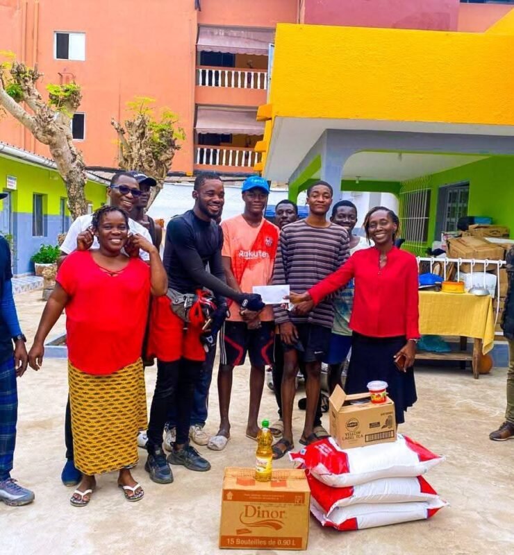 Emmiwuks carrying out humanitarian outreach for vulnerable children while cycling across West Africa